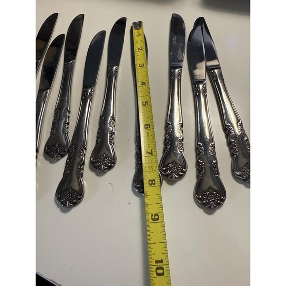 Rogers Delight Stainless Steel Knives Set Of 10 Floral Design 8.25" Korea - Picture 4 of 4